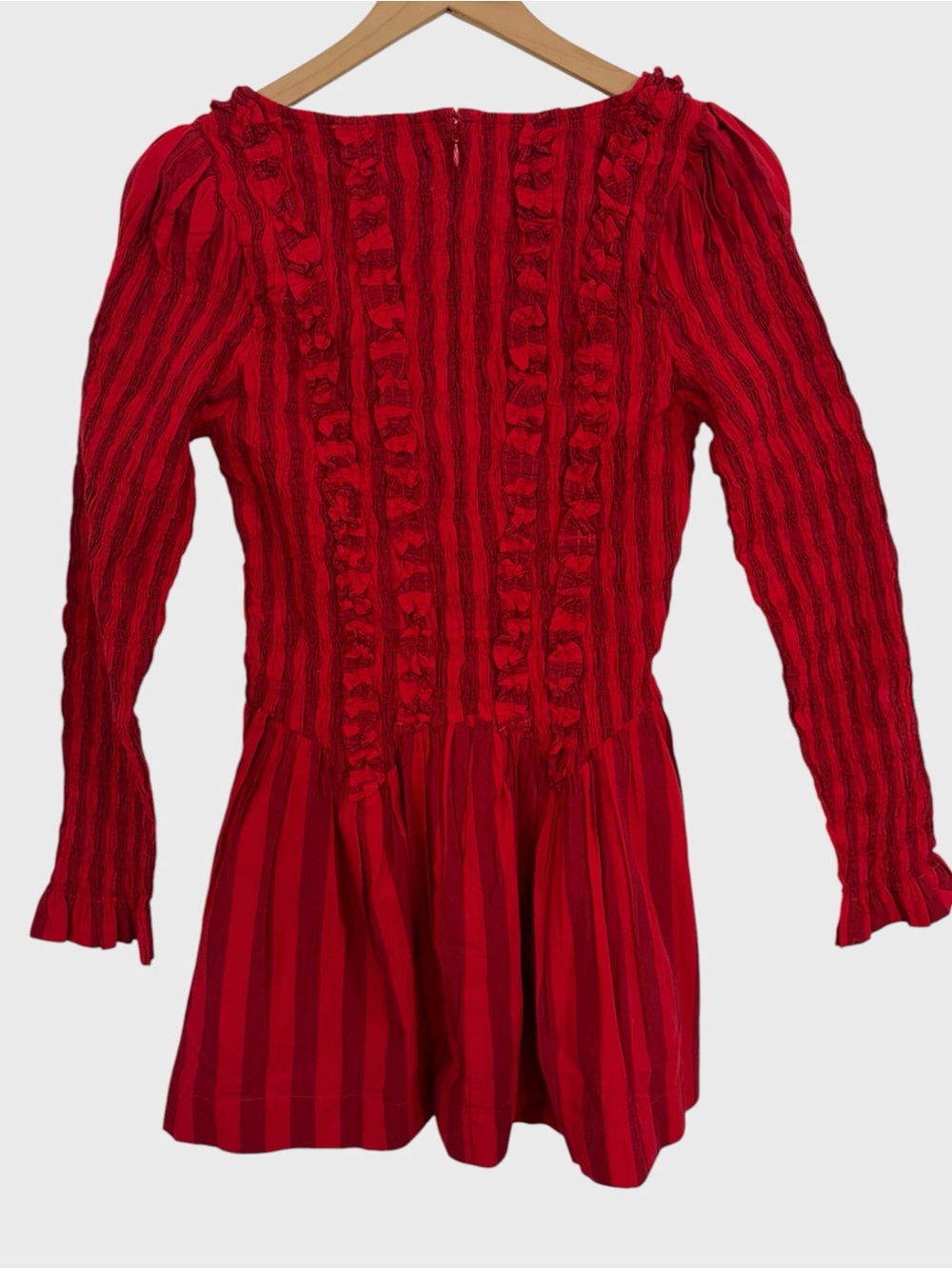Damson Madder NWT Red Organic Cotton Stripe Raphaela Mini Dress Size UK 10 US 6 - Picture 3 of 10